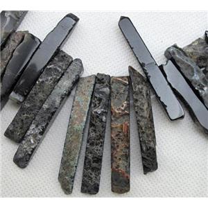 Natural rock agate beads, stick, black, 10-65mm