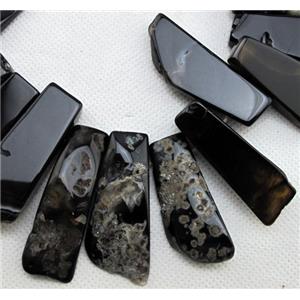 Natural rock agate bead, freeform, black, 12-60mm