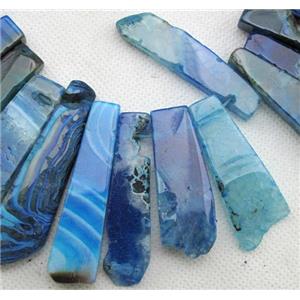 Natural rock agate beads, freeform, blue, 12-60mm