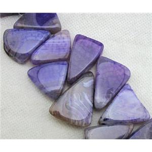 Natural agate bead, triangle, purple, 15-30mm