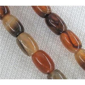 orange Agate stone bead, barrel, approx 8x12mm