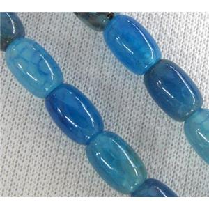 blue Agate stone beads, barrel, approx 8x12mm