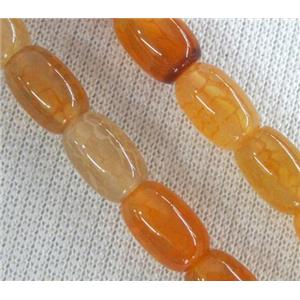 orange Agate stone beads, barrel, approx 8x12mm