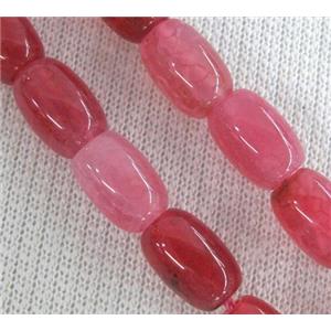 pink Agate stone bead, barrel, approx 8x12mm