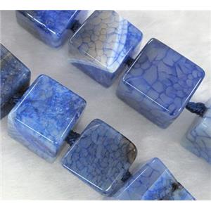 Agate Druzy beads, cube, blue, approx 12x12x12mm, 16 inches