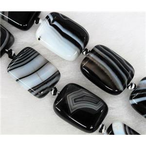 white black stripe agate stone beads, rectangle, approx 12x16mm