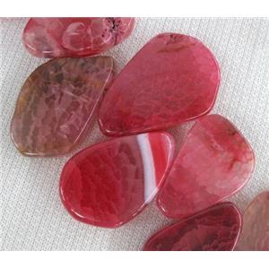 agate stone bead for necklace, teardrop, pink, approx 15x20-20x35mm