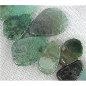 agate stone bead for necklace, teardrop, green, approx 15x20-20x35mm