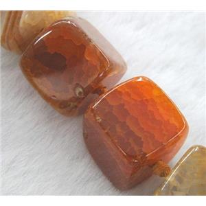 agate stone bead, cube, orange, approx 22x22x22mm