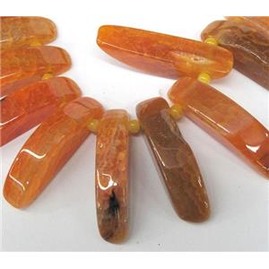orange agate stick beads, approx 8x38mm-10x52mm