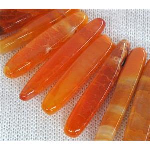 agate stone bead for necklace, stick, orange, approx 17-60mm