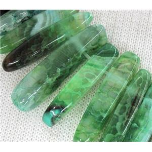 agate stone bead for necklace, stick, green, approx 17-60mm