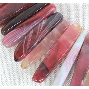 agate stone bead for necklace, stick, pink, approx 17-60mm