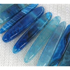 blue agate stone beads, stick, approx 17-60mm