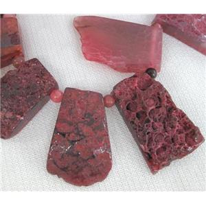 pink Rock Agate stone beads, trapeziform, approx 15-60mm