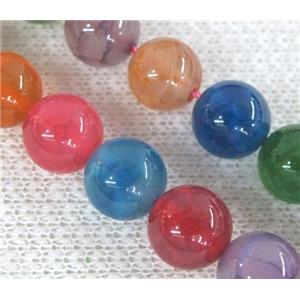 Agate stone bead, round, mixed color, 8mm dia, approx 49pcs per st