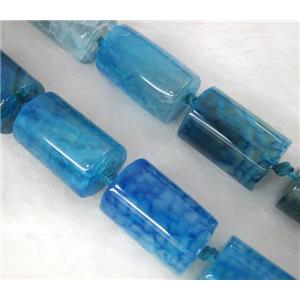 agate stone bead, tube, blue, approx 18-23mm, 12-14mm thickness