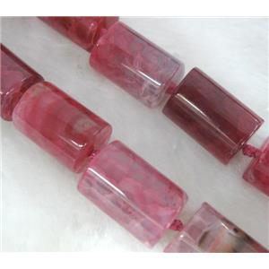 agate stone bead, tube, pink, approx 18-23mm, 12-14mm thickness