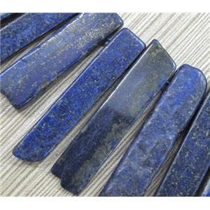 lapis lazuli collar beads, stick, blue, top drilled, approx 20-60mm
