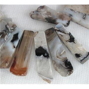 Rock Agate stone bead for necklace, freeform stick, white, approx 15-60mm