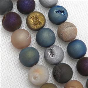 round Druzy Agate Beads, mix color, approx 6mm dia