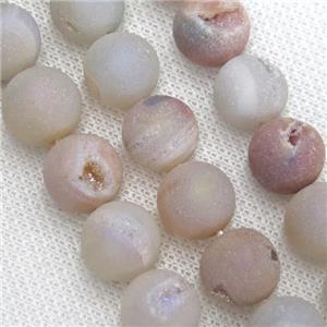 round Agate Druzy Beads, natural color, approx 14mm dia