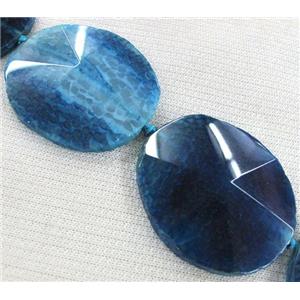 blue agate slice beads, point, flat-round, approx 40-50mm, 15.5 inches