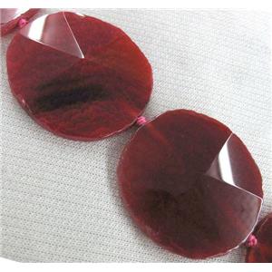red agate slice point beads, flat-round, approx 40-50mm, 15.5 inches