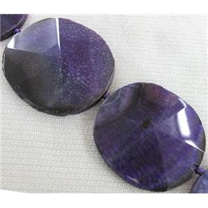 purple agate point beads, flat-round, approx 40-50mm, 15.5 inches