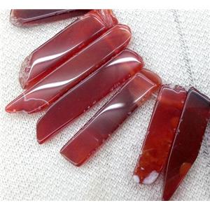 red Agate beads collar, stick, top drilled, approx 25-60mm, 15.5 inches