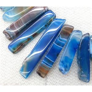 blue agate stick beads collar, top drilled, approx 25-60mm, 15.5 inches