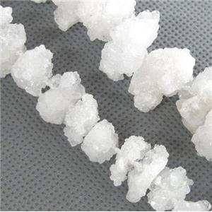 white druzy quartz beads, freeform, approx 10-20mm, 15.5 inches