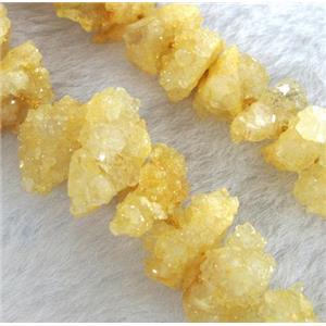 yellow druzy quartz beads, freeform, approx 10-20mm, 15.5 inches