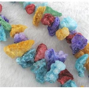 druzy agate beads, freeform, mixed color, approx 10-20mm, 15.5 inches