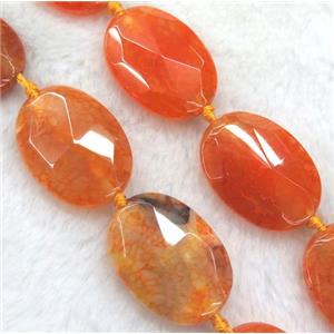 agate bead, faceted oval, orange, approx 25x35mm