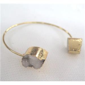 white druzy quartz bracelet, gold plated, approx 10-16mm, 60mm dia