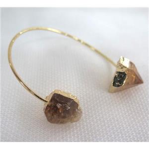 citrine bracelet, point, gold plated, approx 10-16mm, 60mm dia