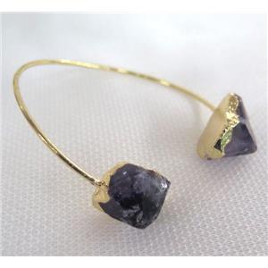 amethyst bracelet, point, gold plated, approx 10-16mm, 60mm dia