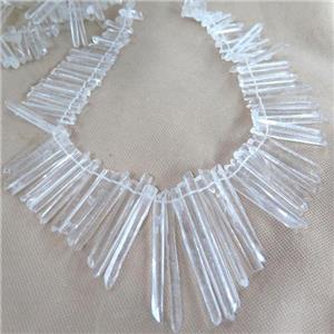 clear quartz bead stick for necklace, approx 20-70mm, 15.5 inches