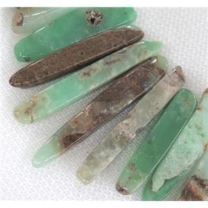 Australian Chrysoprase beads, stick, green, approx 15-60mm