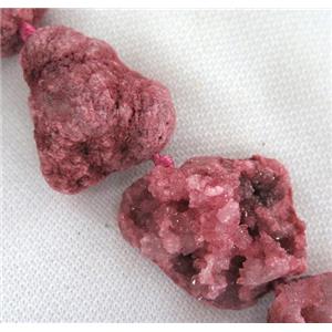 druzy agate beads, freeform, pink, approx 15-45mm