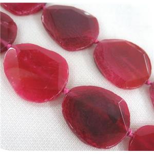 red Agate slice beads, faceted freeform, approx 22-55mm