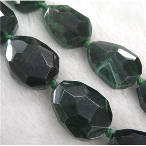 agate beads, faceted teardrop, green, approx 20x35mm, 11pcs per st