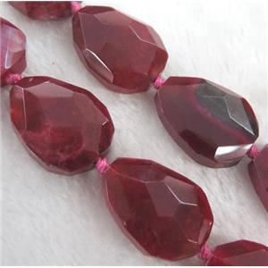 agate bead, faceted teardrop, red, approx 20x35mm, 11pcs per st
