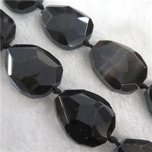 agate beads, faceted teardrop, black-coffee, approx 30x35mm, 10pcs per st