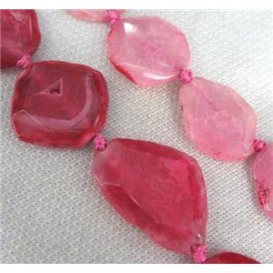 red agate slice beads, faceted freeform, approx 15-35mm