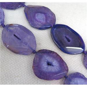 purple Agate Slice Beads, faceted freeform, approx 15-35mm