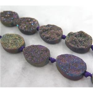 mix quartz druzy beads, teardrop, electroplated, approx 15x20mm