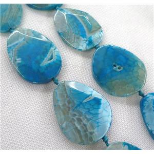 blue dragon veins Agate slice bead, faceted freeform, approx 20-50mm