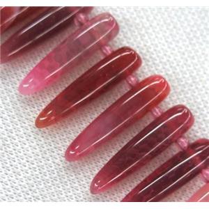 agate bullet bead, red, approx 10-40mm